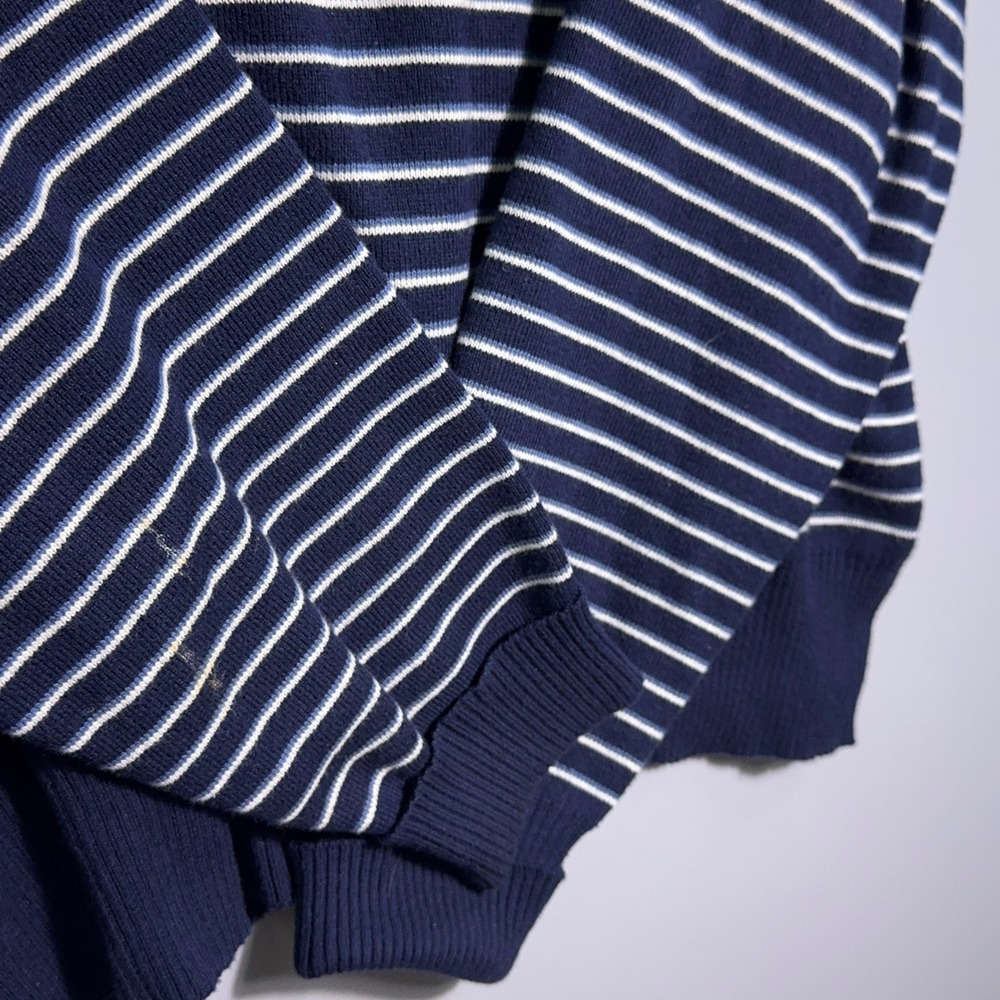 Polo Ralph Lauren Shirt Mens Size Large Striped Cotton Knit Navy Blue White - Picture 5 of 10